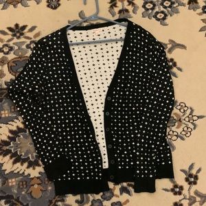 Merona black and white patterned button cardigan